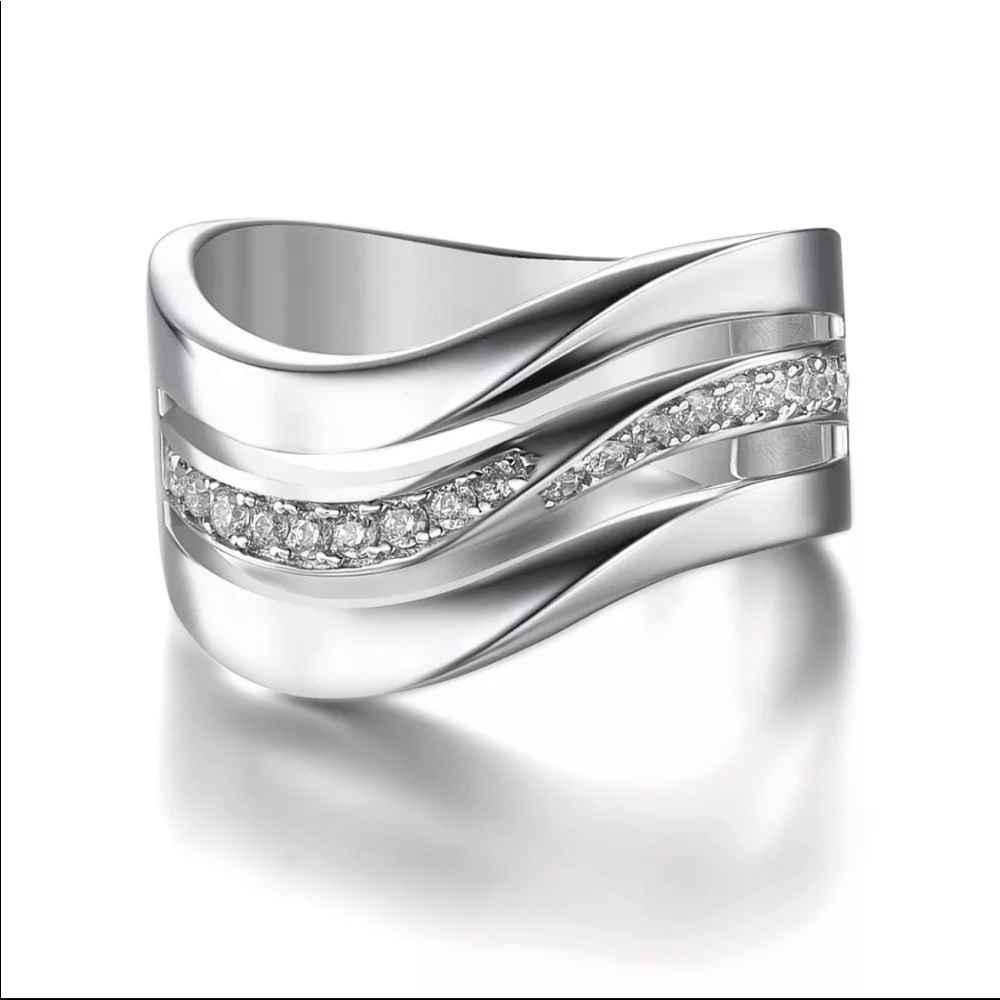 New 925 Silver Three Layer Diamond Engagement Ring - Picture 3 of 6